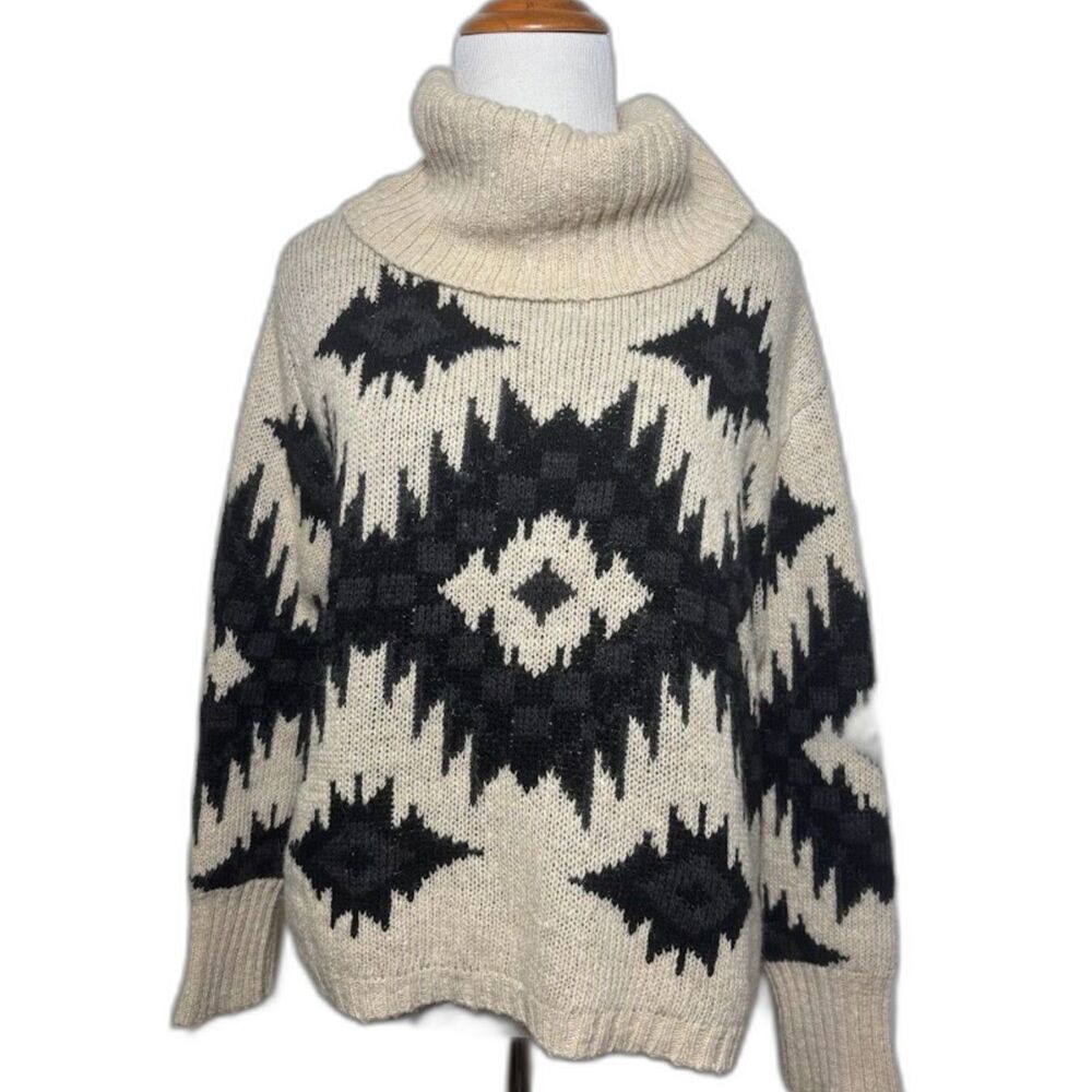 Ralph Lauren Denim & Supply Sweater Women's Large Turtleneck Aztec Silk Western